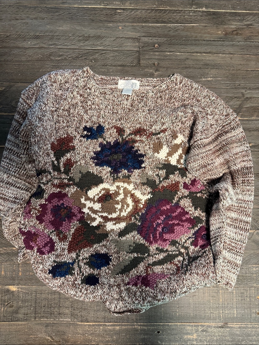 Cleo | Vintage Cozy Floral Knit Sweater